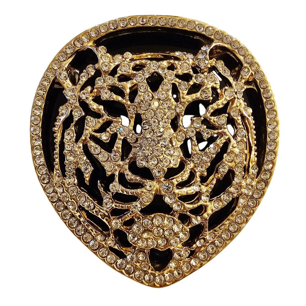 Tiger Rhinestones Gold n Black Brouch Pin. Mobwife. Unique. Standout. StylishMom
